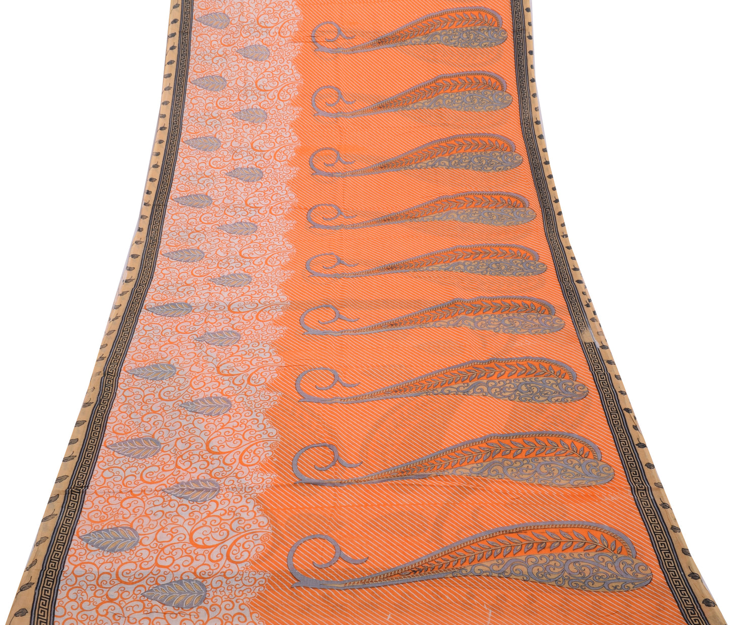 Sushila Vintage Indian Saree 100% Pure Cotton Printed Paisley Soft Craft Fabric
