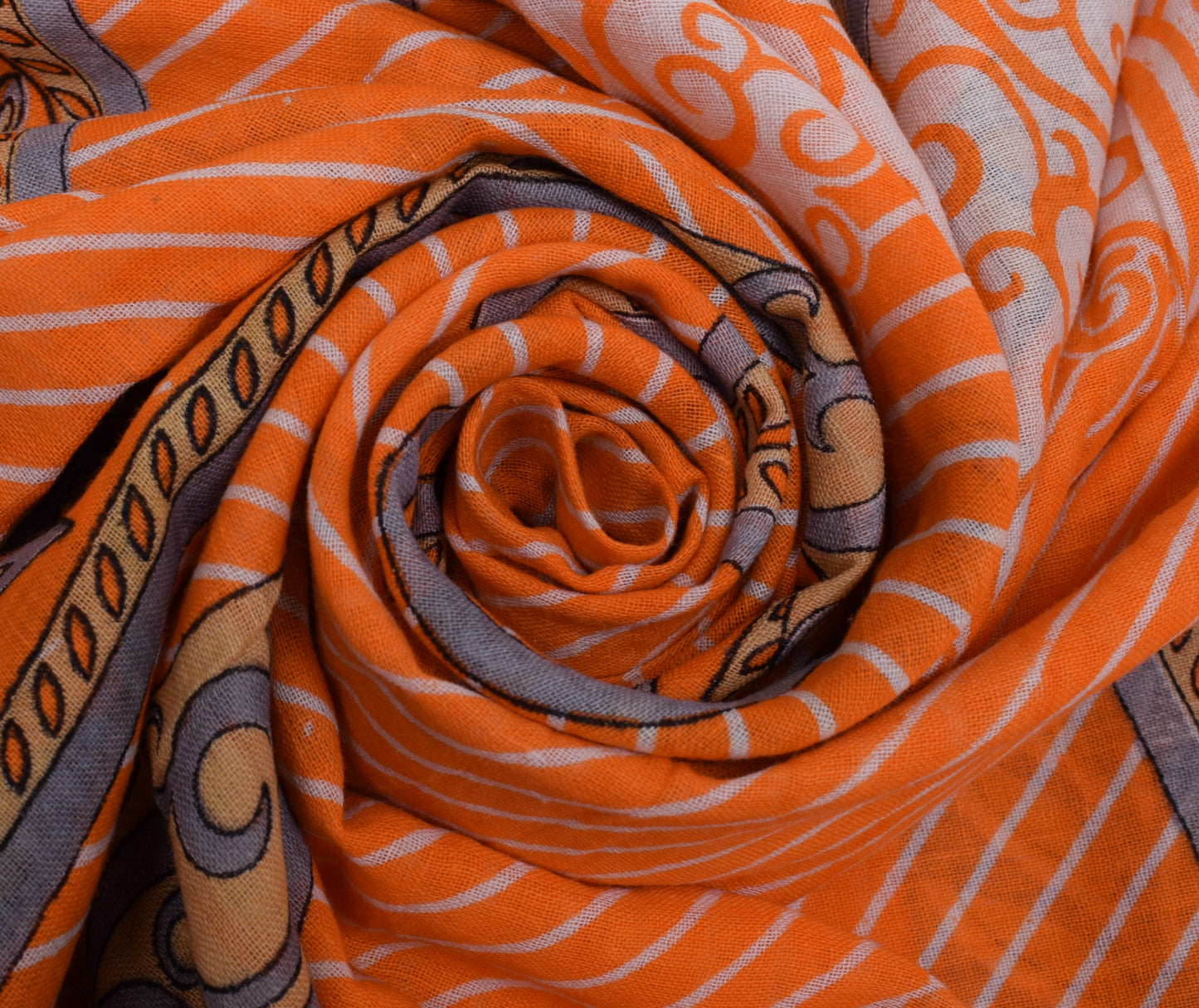 Sushila Vintage Indian Saree 100% Pure Cotton Printed Paisley Soft Craft Fabric