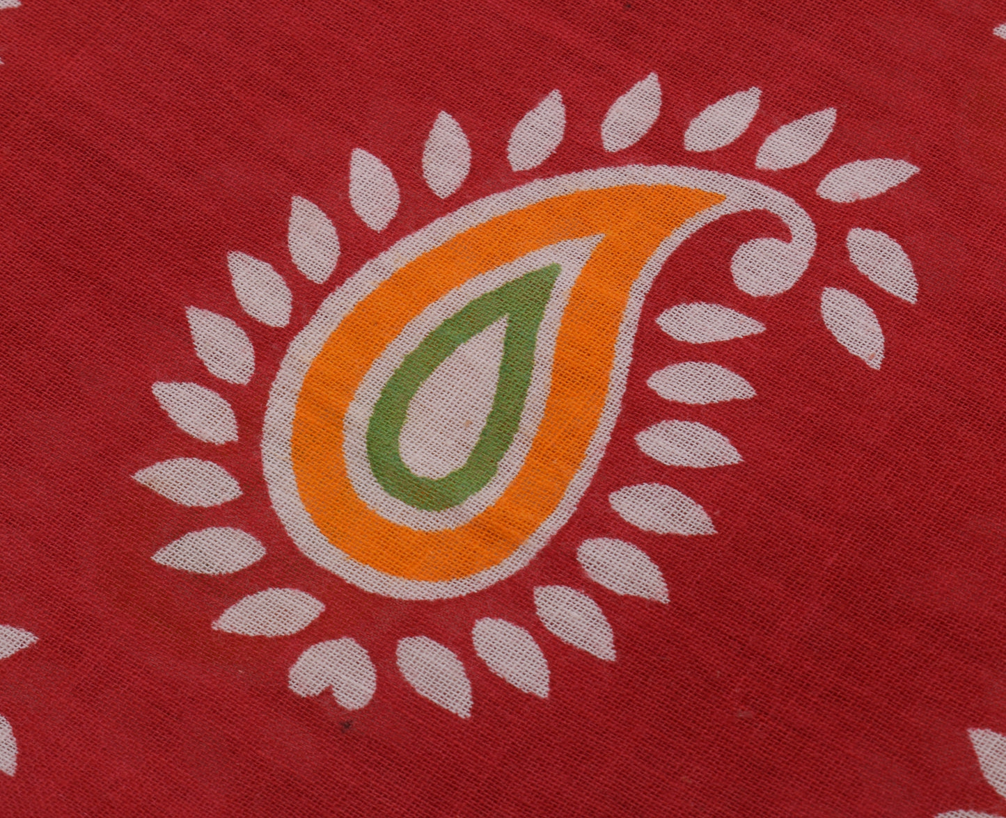 Sushila Vintage Red Saree 100% Pure Cotton Printed Paisley Soft Craft Fabric