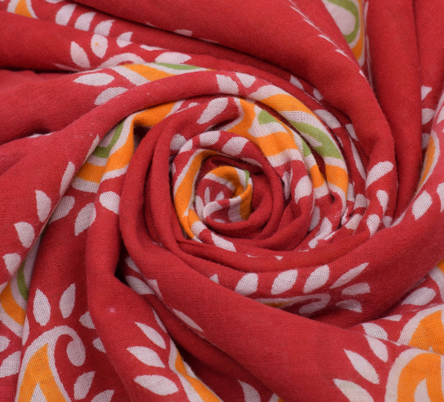 Sushila Vintage Red Saree 100% Pure Cotton Printed Paisley Soft Craft Fabric