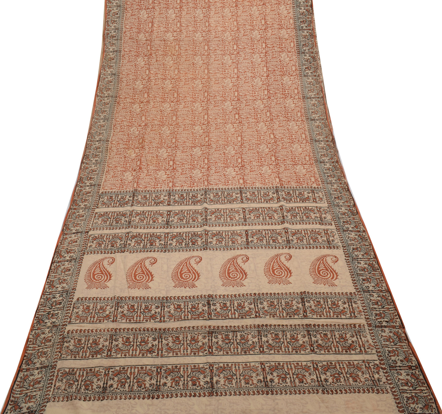 Sushila Vintage Indian Saree 100% Pure Cotton Printed 5 Yard  Soft Craft Fabric