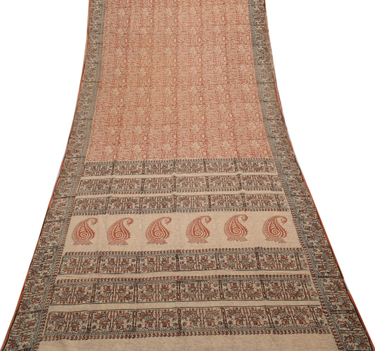 Sushila Vintage Indian Saree 100% Pure Cotton Printed 5 Yard  Soft Craft Fabric