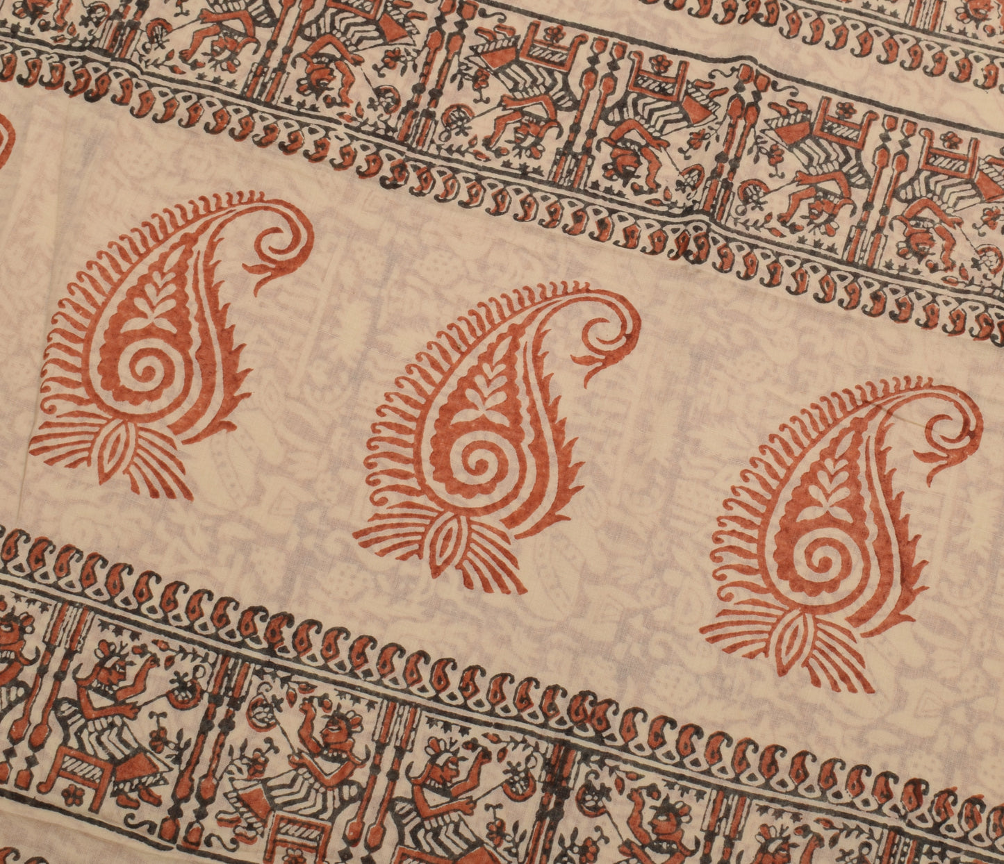 Sushila Vintage Indian Saree 100% Pure Cotton Printed 5 Yard  Soft Craft Fabric