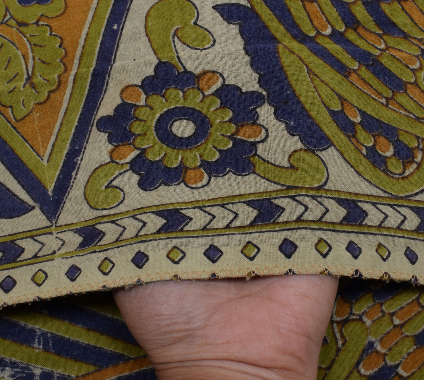 Sushila Vintage Green Saree 100%Pure Cotton Kalamkari Printed Floral Soft Fabric
