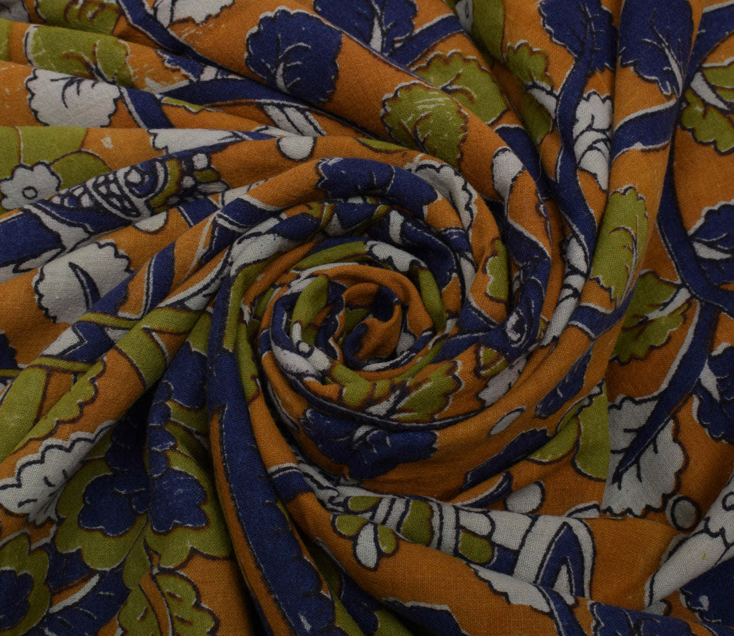 Sushila Vintage Green Saree 100%Pure Cotton Kalamkari Printed Floral Soft Fabric