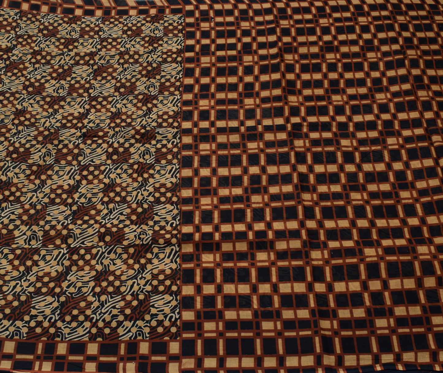 Sushila Vintage Indian Saree 100% Pure Cotton Printed 5 Yard Soft Craft Fabric