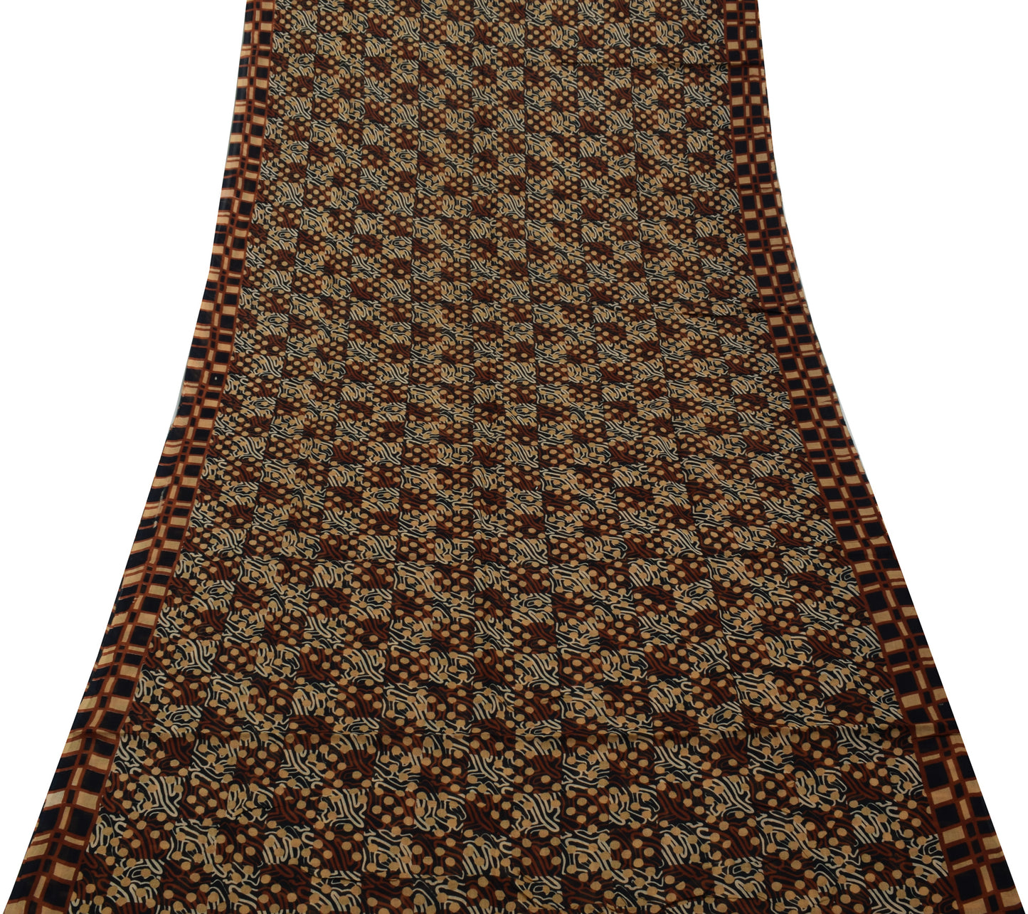 Sushila Vintage Indian Saree 100% Pure Cotton Printed 5 Yard Soft Craft Fabric
