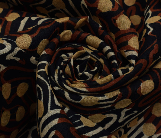 Sushila Vintage Indian Saree 100% Pure Cotton Printed 5 Yard Soft Craft Fabric