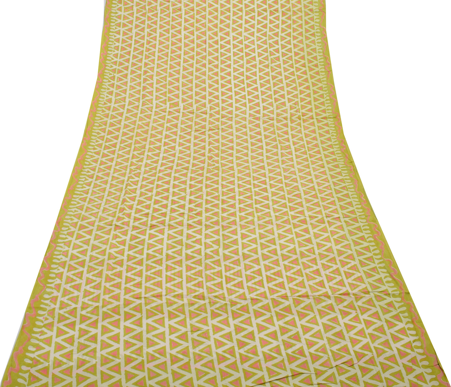 Sushila Vintage Cream Saree 100% Pure Cotton Printed 5 Yard Soft Craft Fabric