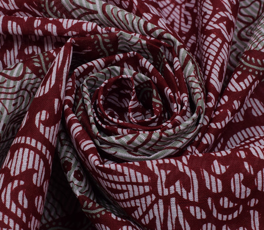 Sushila Vintage Indian Saree 100% Pure Cotton Printed 5 Yard Craft Fabric