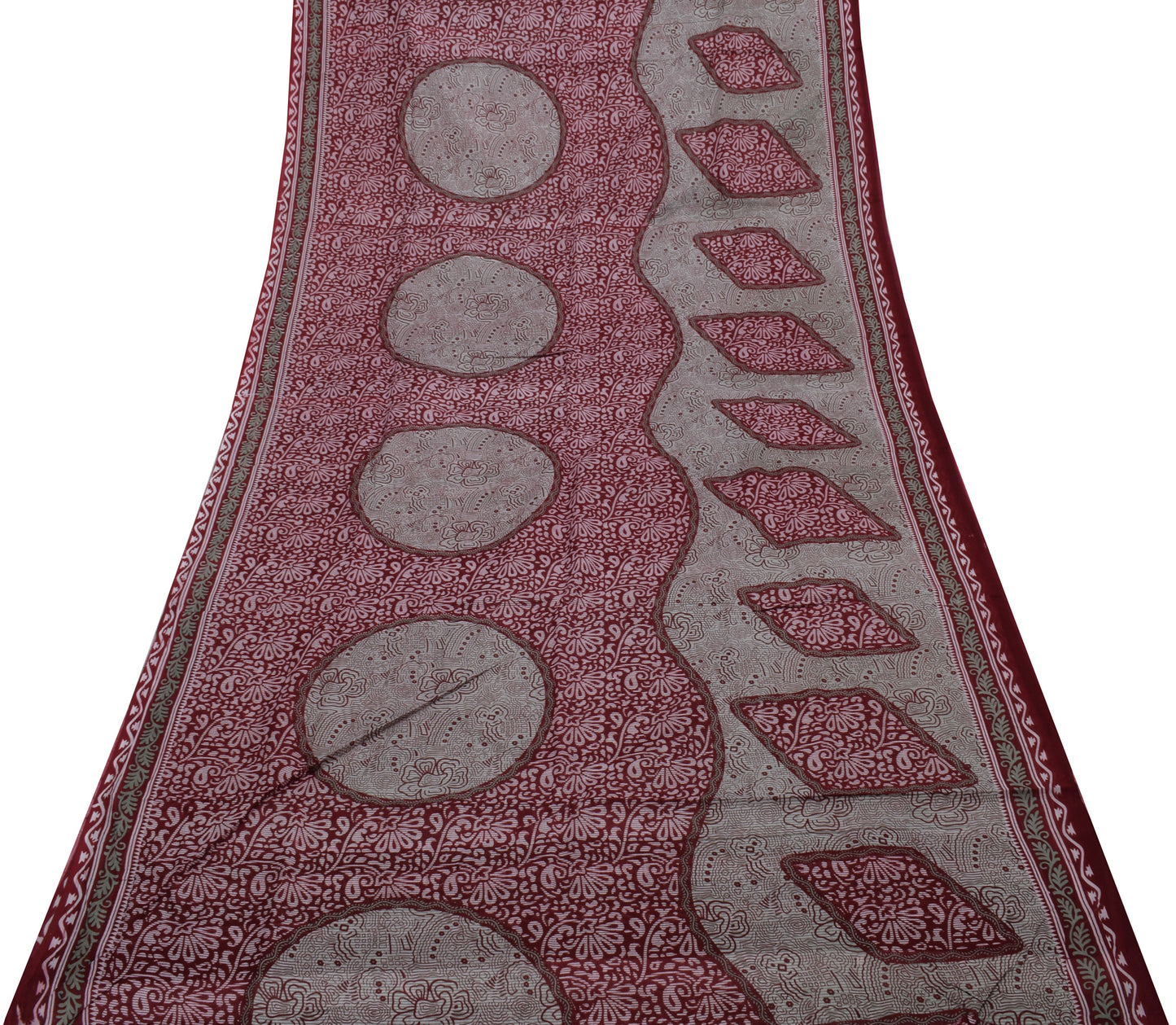 Sushila Vintage Indian Saree 100% Pure Cotton Printed 5 Yard Craft Fabric