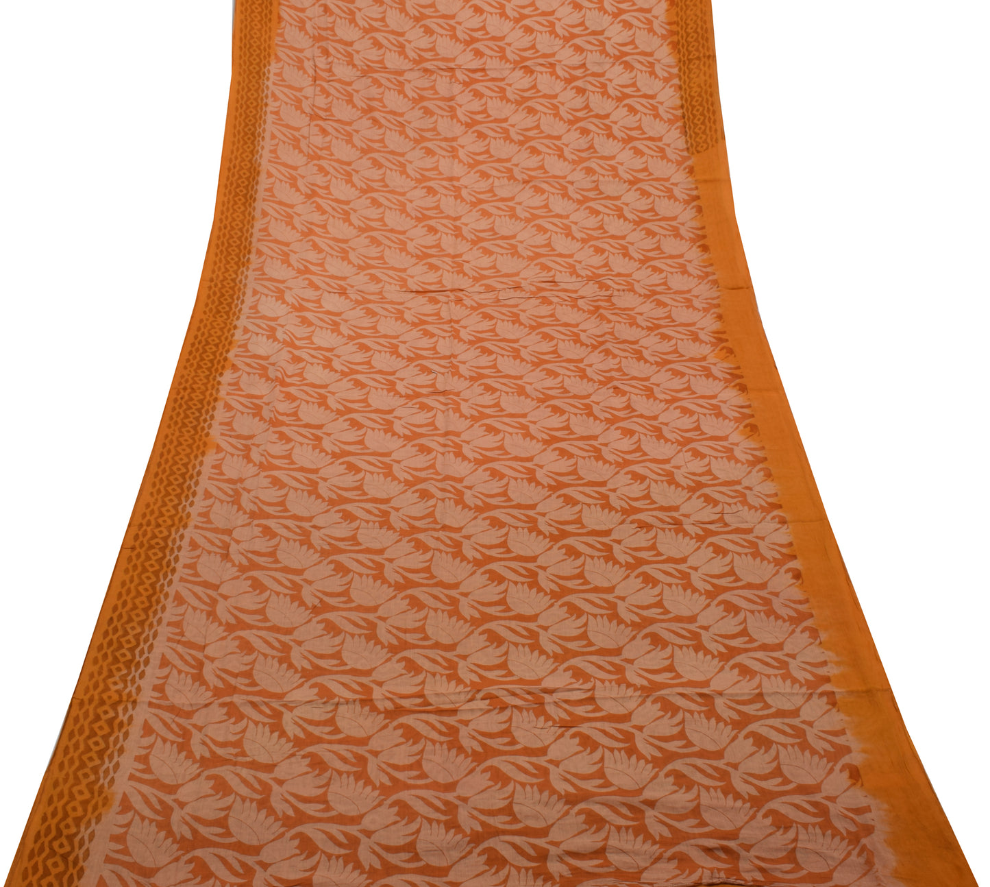 Sushila Vintage Indian Saree Pure Cotton Printed Floral Soft 5 Yard Craft Fabric