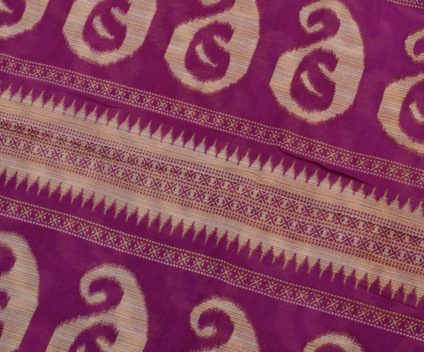Sushila Vintage Purple Saree 100% Pure Cotton Printed Paisley Soft Craft Fabric
