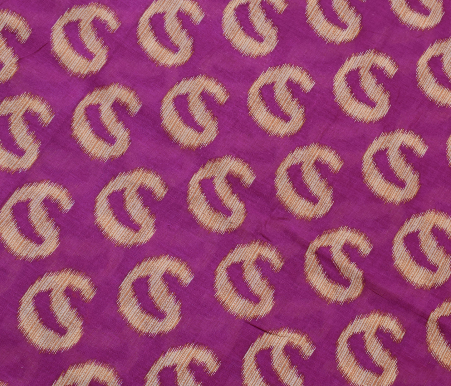 Sushila Vintage Purple Saree 100% Pure Cotton Printed Paisley Soft Craft Fabric