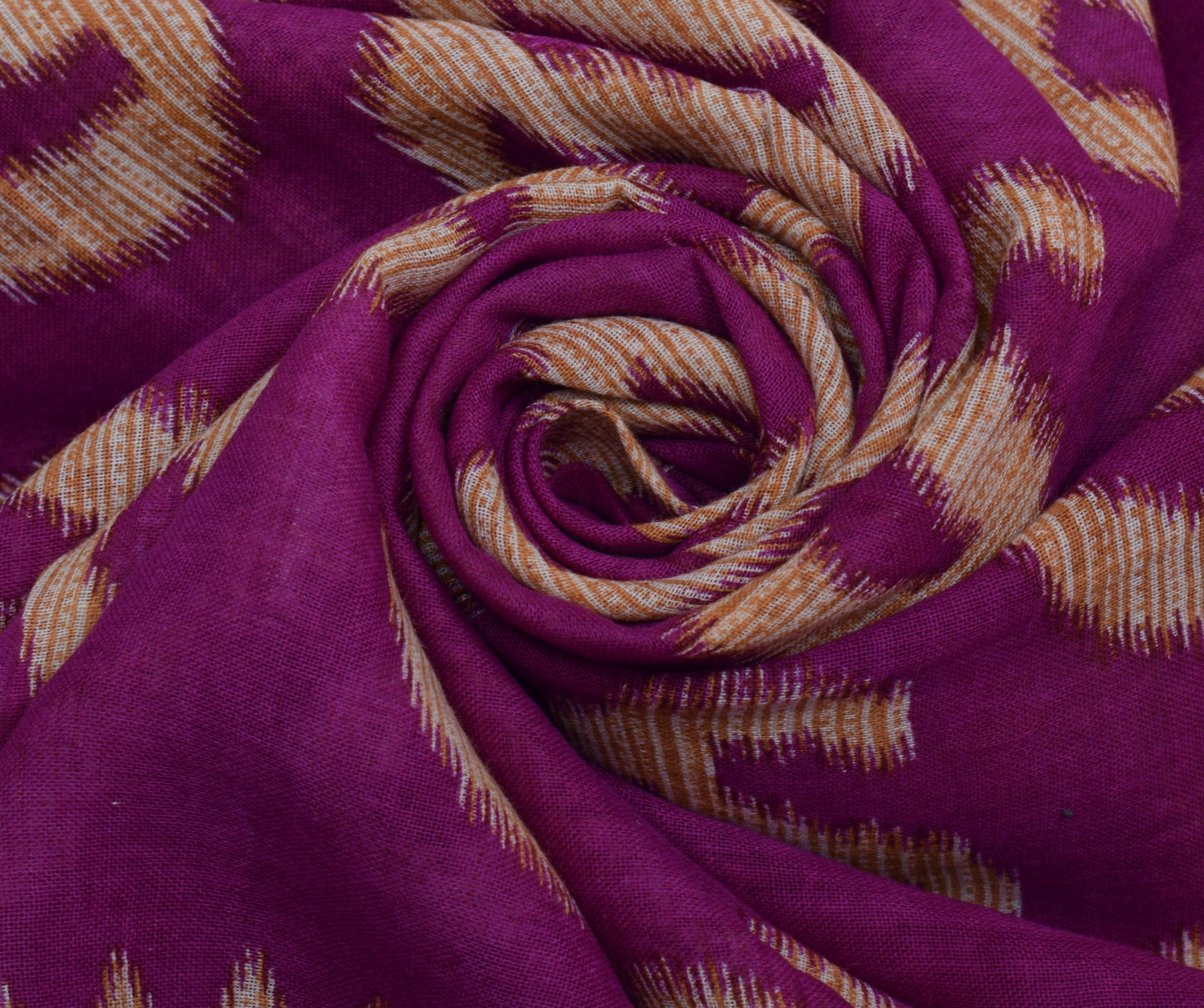 Sushila Vintage Purple Saree 100% Pure Cotton Printed Paisley Soft Craft Fabric
