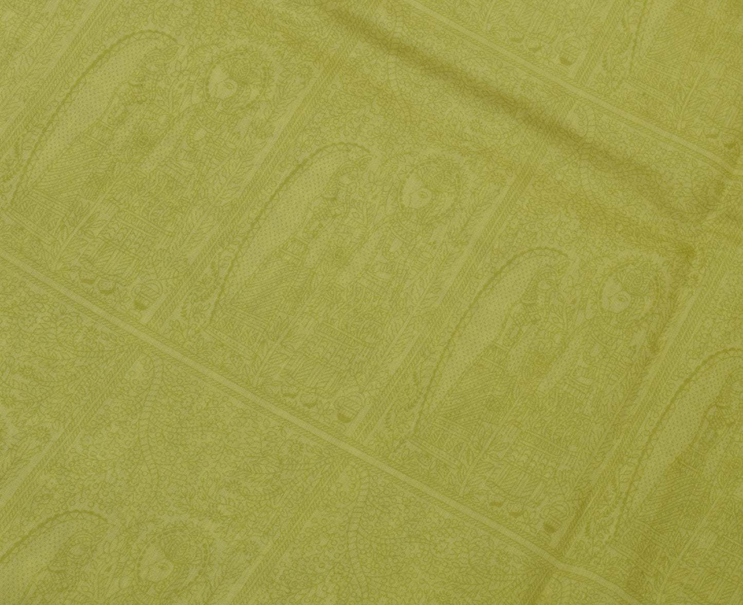 Sushila Vintage Green Saree Blend Cotton Printed Humans Soft Craft 5 Yard Fabric