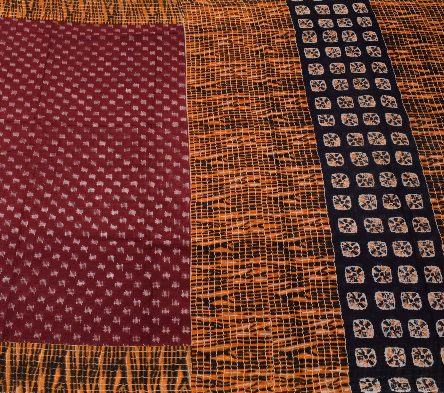 Sushila Vintage Maroon Saree 100% Pure Cotton Printed Soft Craft Sari Fabric