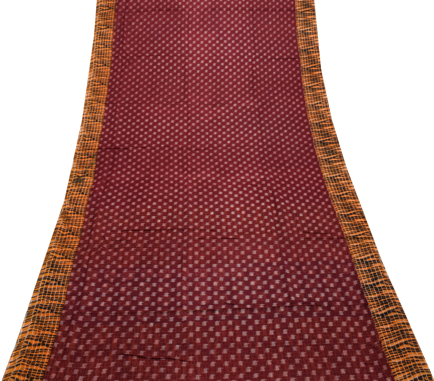Sushila Vintage Maroon Saree 100% Pure Cotton Printed Soft Craft Sari Fabric