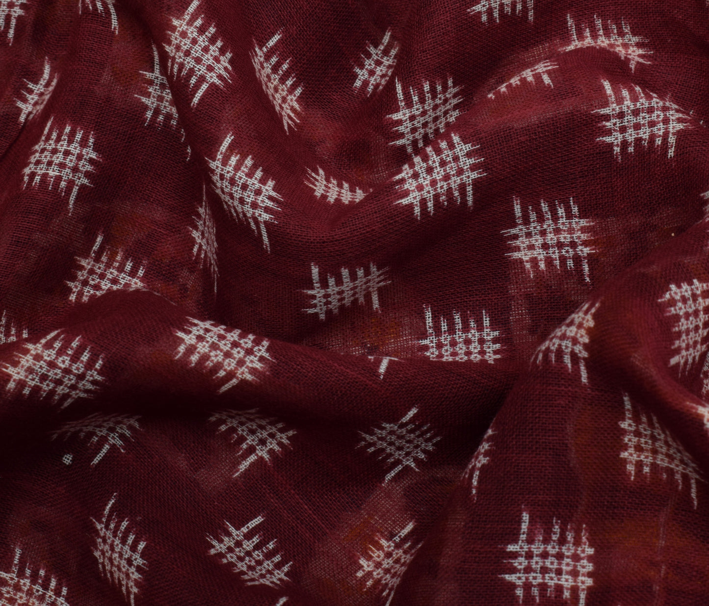 Sushila Vintage Maroon Saree 100% Pure Cotton Printed Soft Craft Sari Fabric