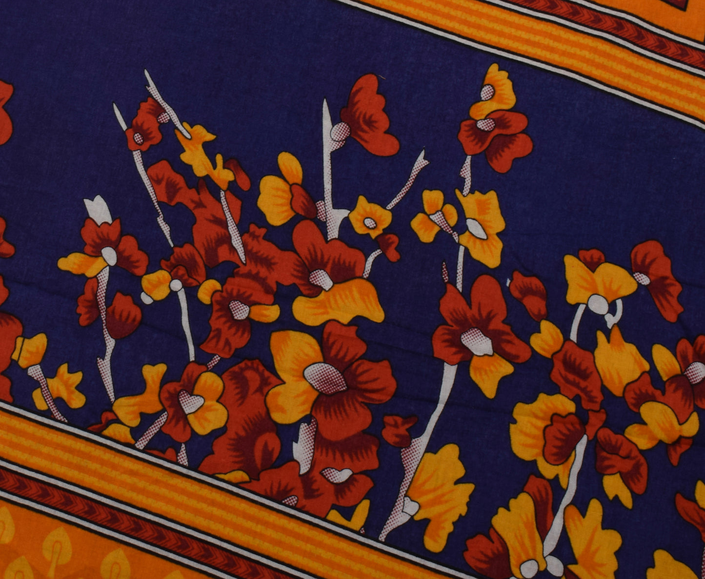 Sushila Vintage Indian Saree 100% Pure Cotton Printed Paisley Soft Craft Fabric