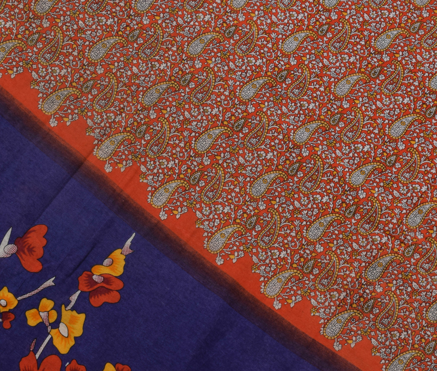 Sushila Vintage Indian Saree 100% Pure Cotton Printed Paisley Soft Craft Fabric