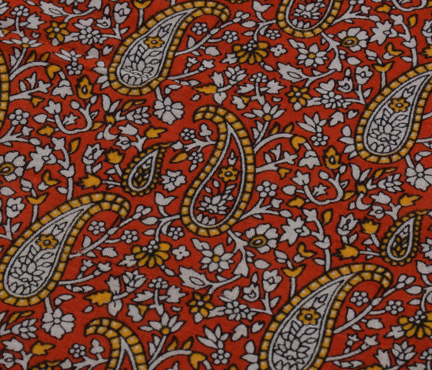 Sushila Vintage Indian Saree 100% Pure Cotton Printed Paisley Soft Craft Fabric