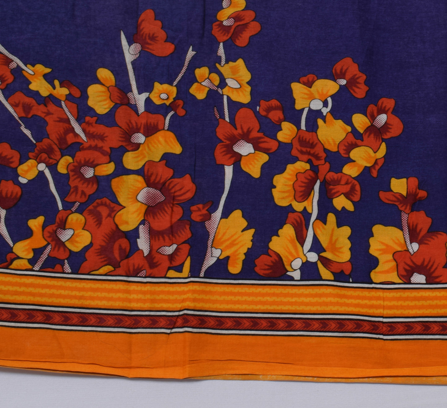Sushila Vintage Indian Saree 100% Pure Cotton Printed Paisley Soft Craft Fabric