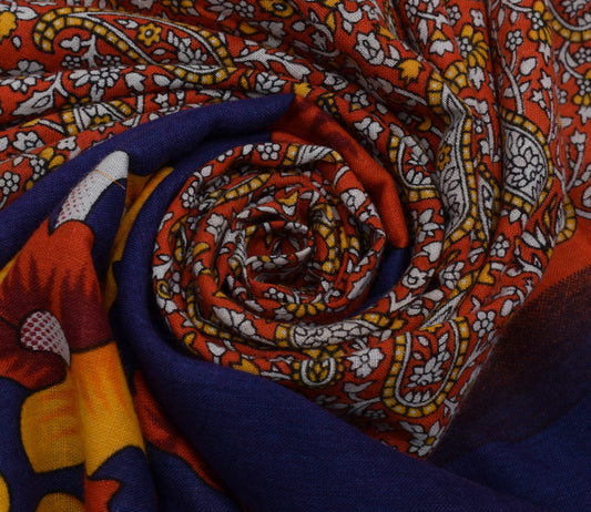 Sushila Vintage Indian Saree 100% Pure Cotton Printed Paisley Soft Craft Fabric