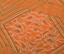 Sushila Vintage Orange Saree 100% Pure Cotton Printed 5 Yard Soft Craft Fabric