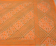 Sushila Vintage Orange Saree 100% Pure Cotton Printed 5 Yard Soft Craft Fabric