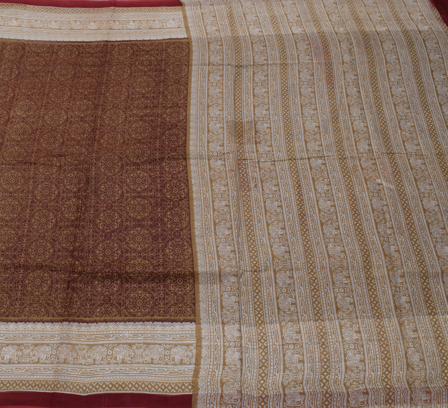 Sushila Vintage Indian Saree 100% Pure Cotton Printed Floral 5 Yard Craft Fabric