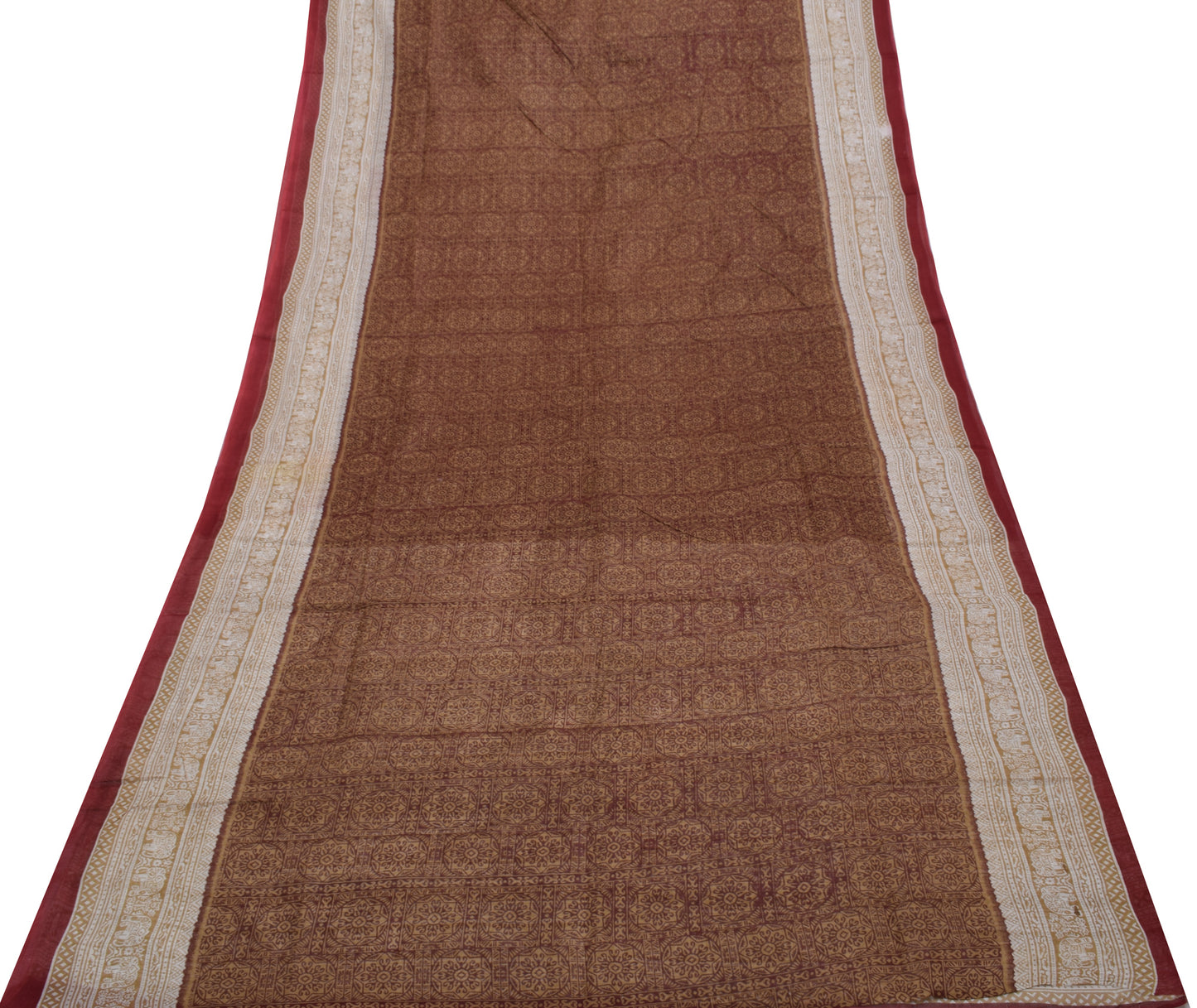Sushila Vintage Indian Saree 100% Pure Cotton Printed Floral 5 Yard Craft Fabric