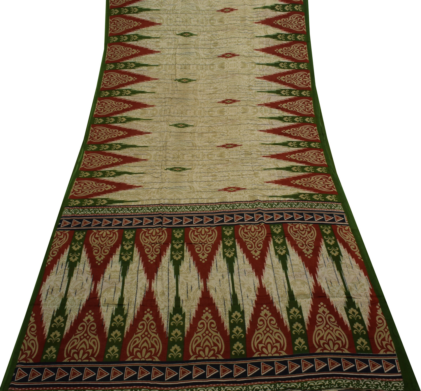 Sushila Vintage Brown Saree 100% Pure Cotton Printed Floral Soft Craft Fabric