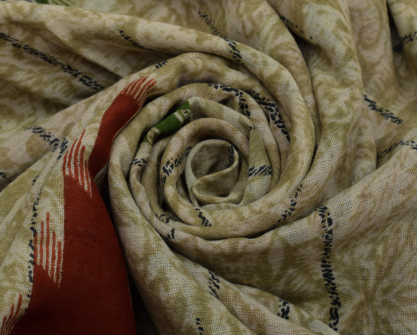 Sushila Vintage Brown Saree 100% Pure Cotton Printed Floral Soft Craft Fabric