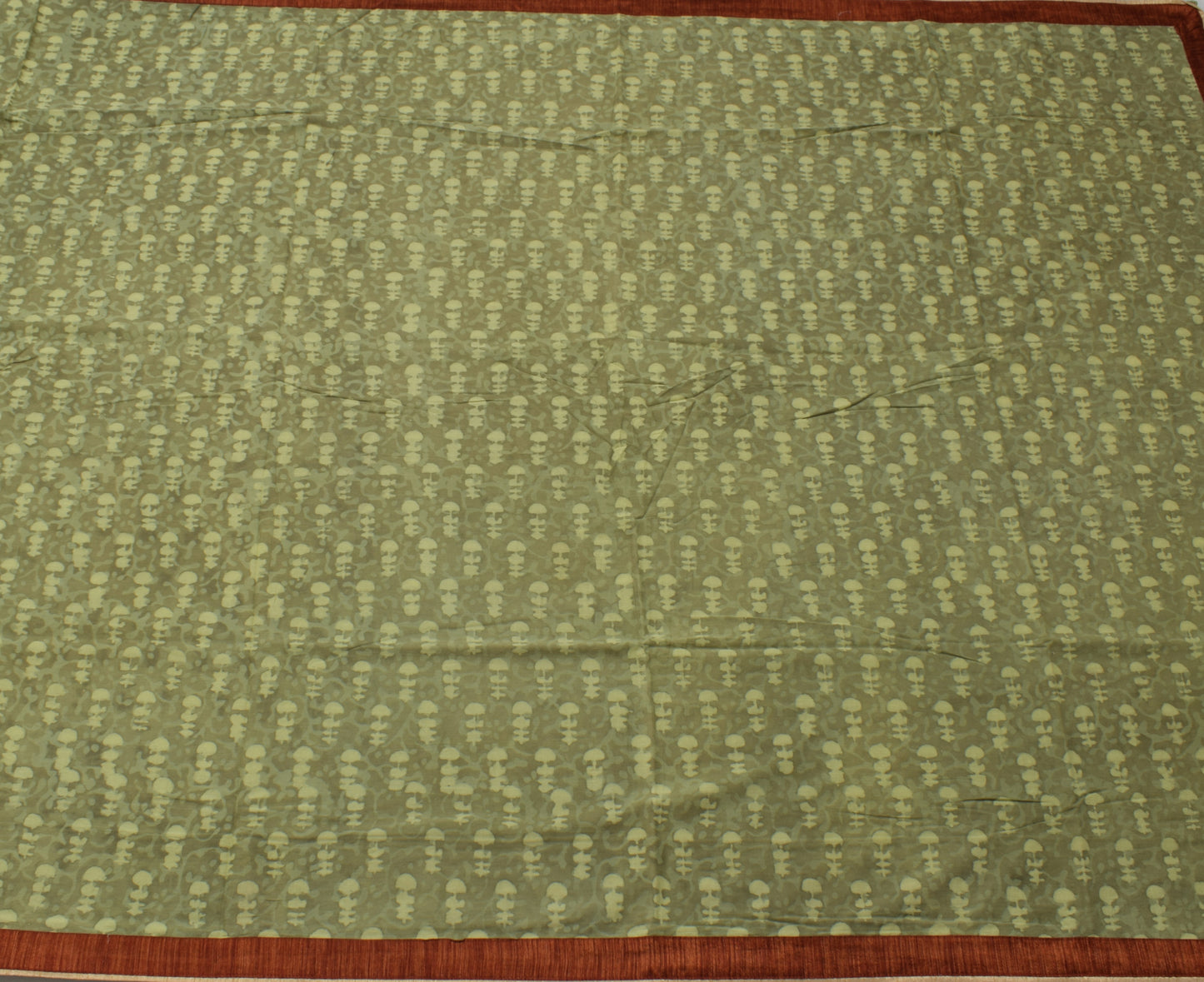 Sushila Vintage Green Indian Saree 100% Pure Cotton Printed Soft Craft Fabric