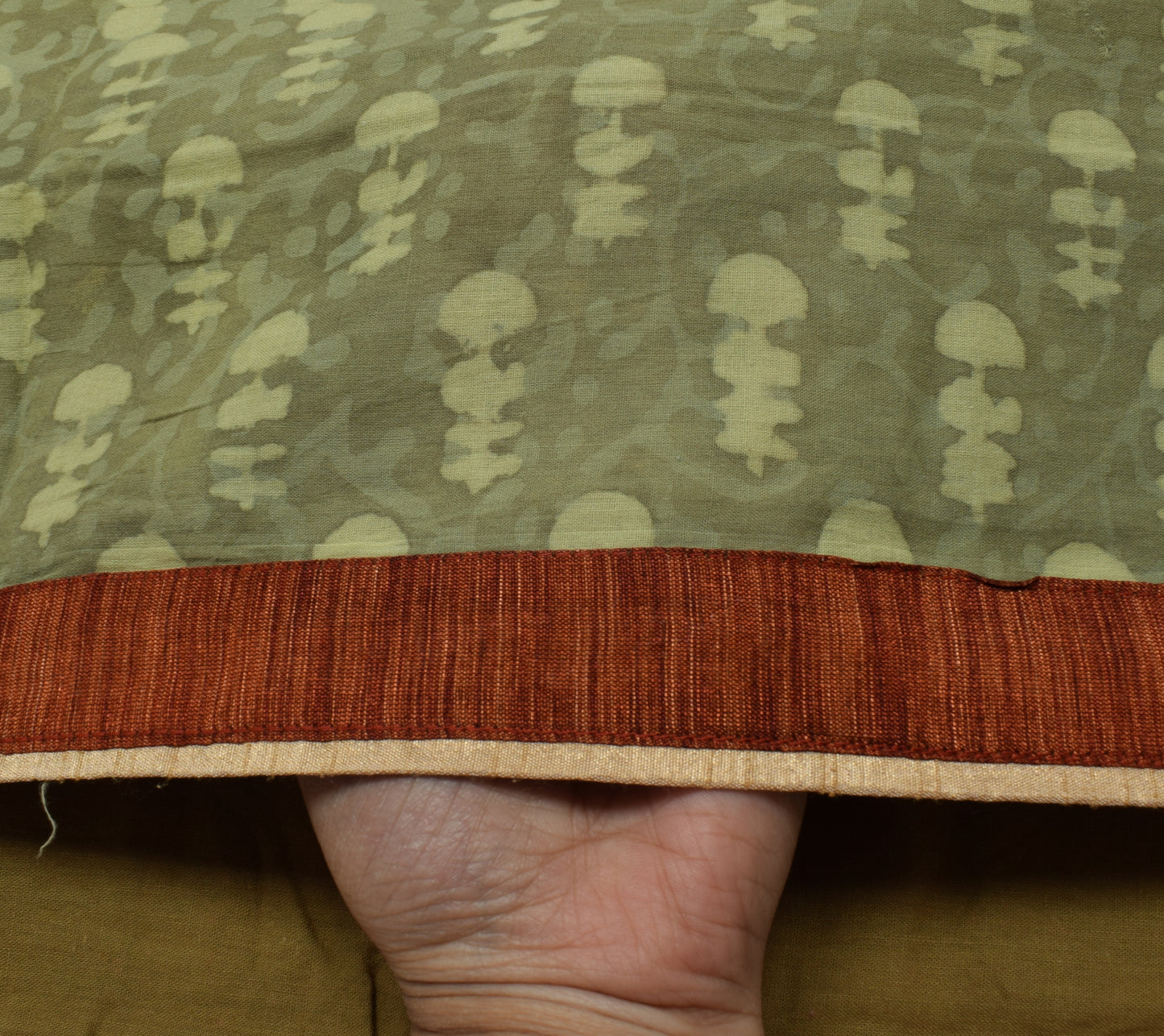 Sushila Vintage Green Indian Saree 100% Pure Cotton Printed Soft Craft Fabric