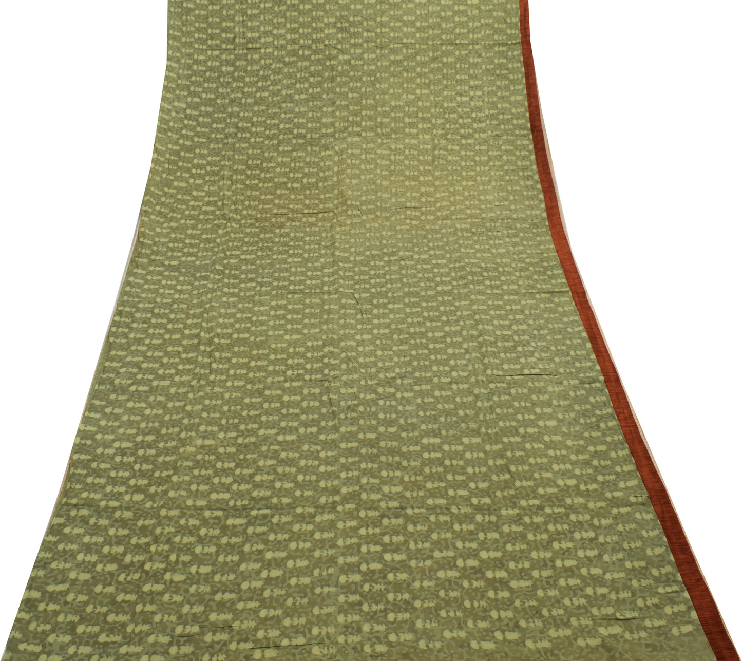 Sushila Vintage Green Indian Saree 100% Pure Cotton Printed Soft Craft Fabric
