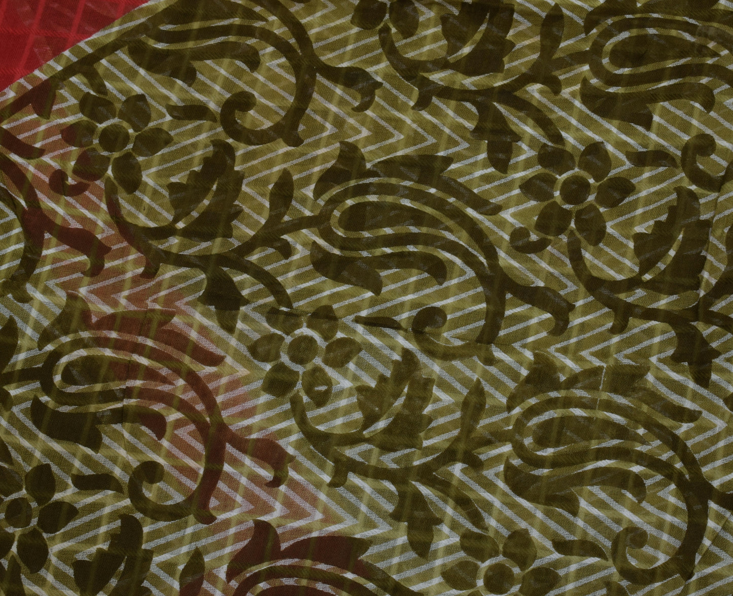 Sushila Vintage Green Indian Saree 100% Pure Cotton Printed Floral Craft Fabric