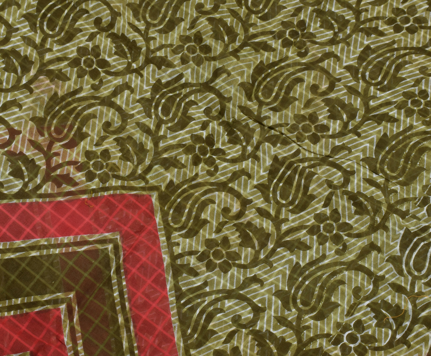 Sushila Vintage Green Indian Saree 100% Pure Cotton Printed Floral Craft Fabric