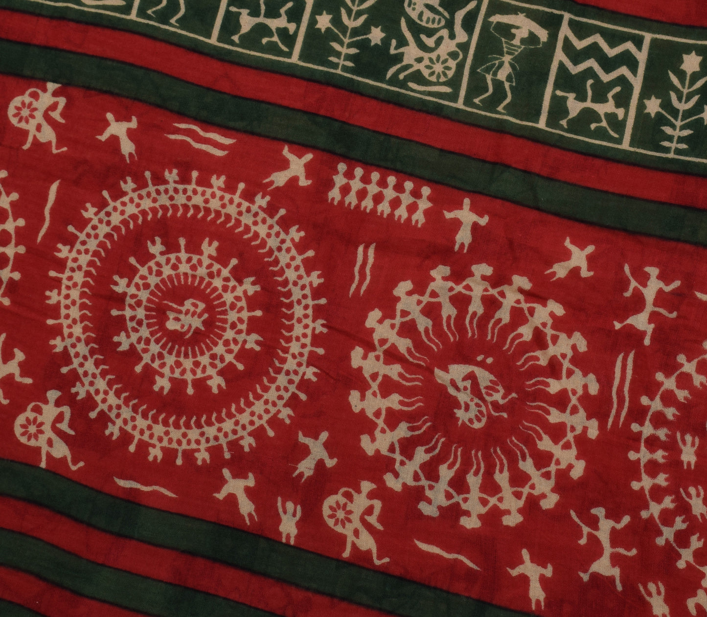 Sushila Vintage Brown Saree 100% Pure Cotton Printed Humans Soft Craft Fabric