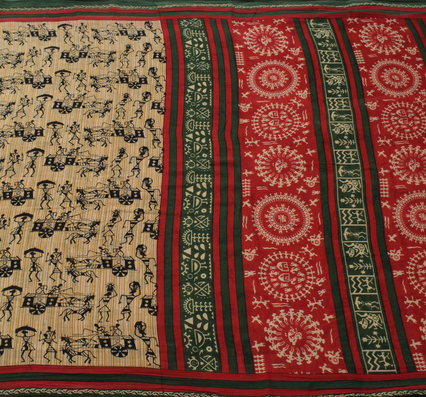 Sushila Vintage Brown Saree 100% Pure Cotton Printed Humans Soft Craft Fabric