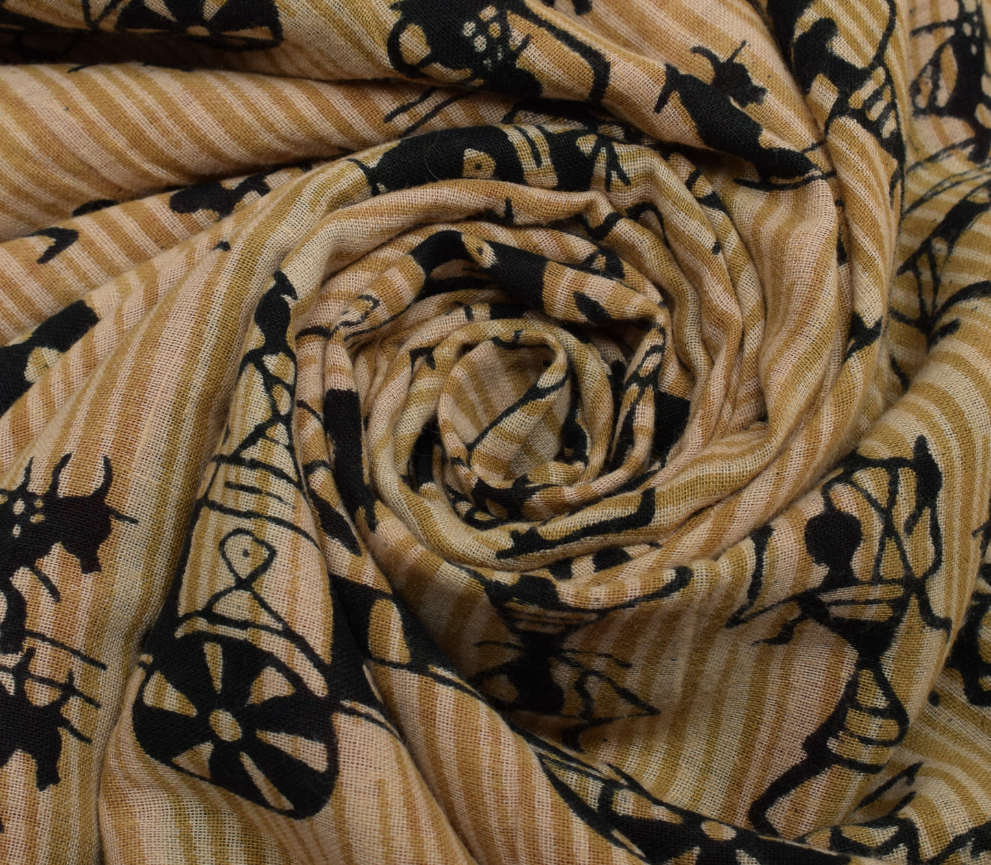 Sushila Vintage Brown Saree 100% Pure Cotton Printed Humans Soft Craft Fabric