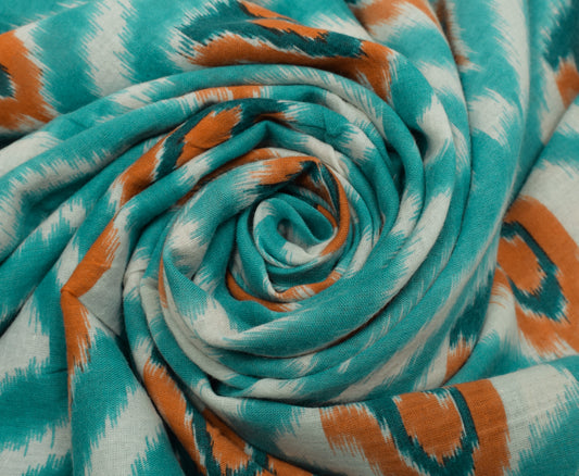 Sushila Vintage Indian Saree 100% Pure Cotton Printed 5 Yard Soft Craft Fabric