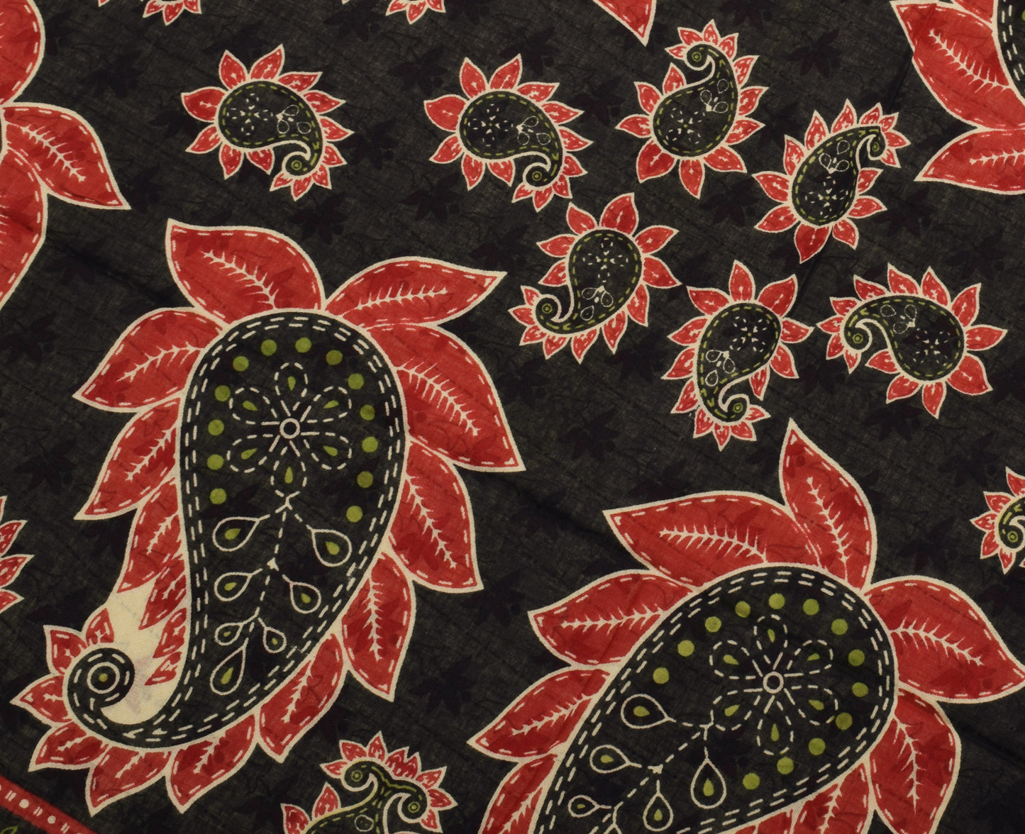 Sushila Vintage Cream Saree 100% Pure Cotton Printed Floral Soft Craft Fabric
