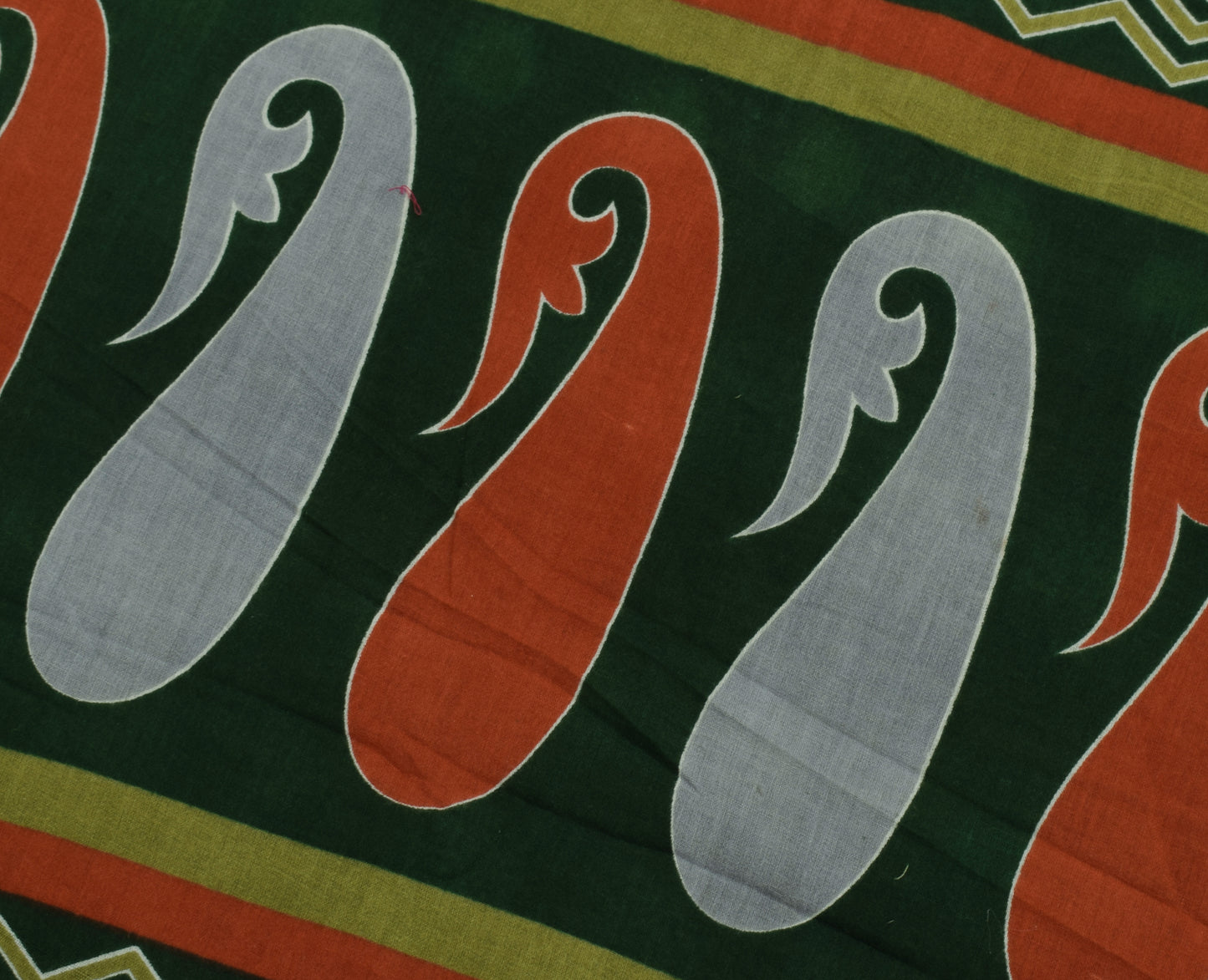 Sushila Vintage Green Saree 100% Pure Cotton Printed Paisley Soft Craft Fabric