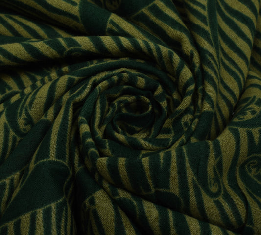 Sushila Vintage Green Saree 100% Pure Cotton Printed Paisley Soft Craft Fabric
