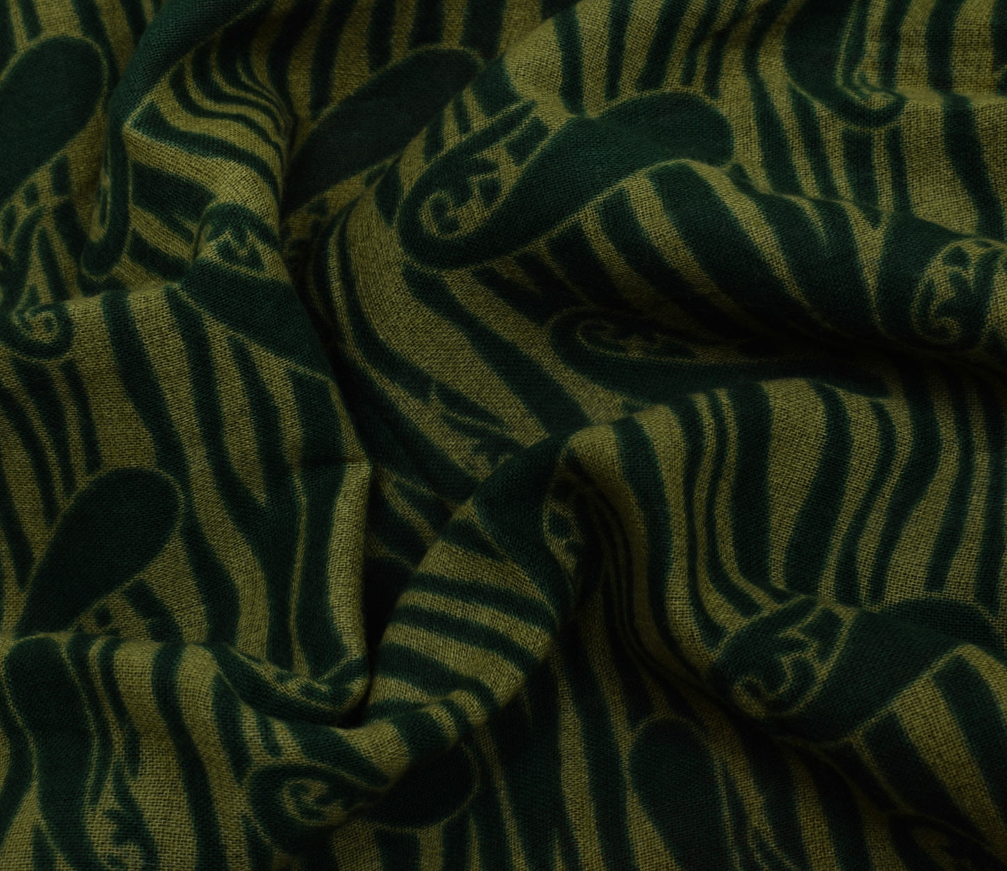 Sushila Vintage Green Saree 100% Pure Cotton Printed Paisley Soft Craft Fabric