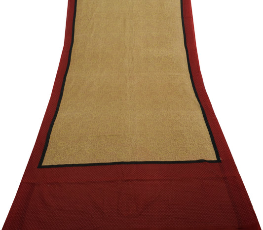 Sushila Vintage Brown Saree 100% Pure Cotton Printed Paisley Soft Craft Fabric