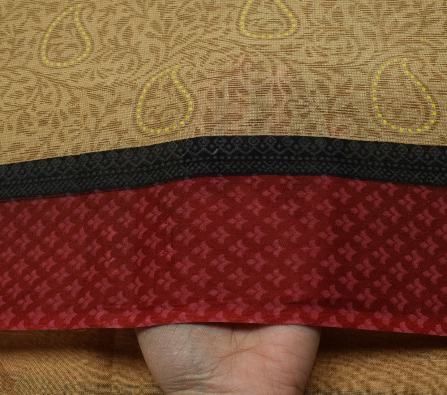 Sushila Vintage Brown Saree 100% Pure Cotton Printed Paisley Soft Craft Fabric