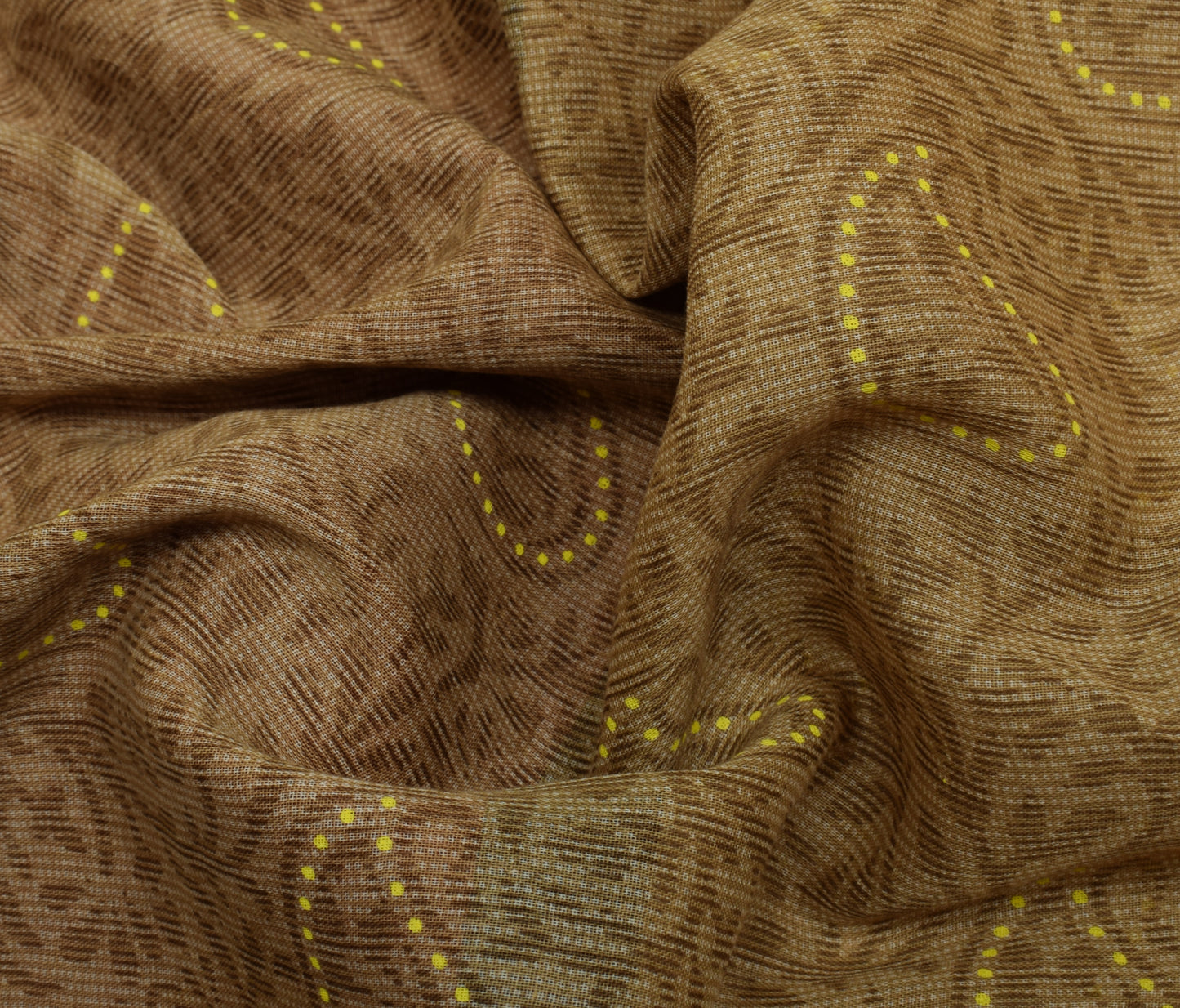 Sushila Vintage Brown Saree 100% Pure Cotton Printed Paisley Soft Craft Fabric